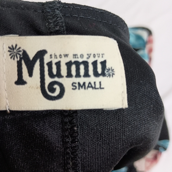 SHOW ME YOUR MUMU Butterly Red Pink Rose Floral V-Neck Black Dress (#895) - Picture 2 of 6